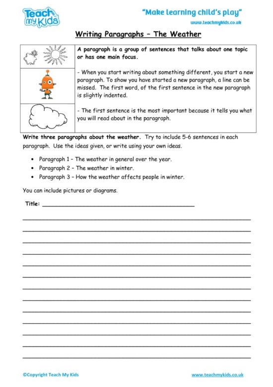 Writing Paragraphs Weather TMK Education